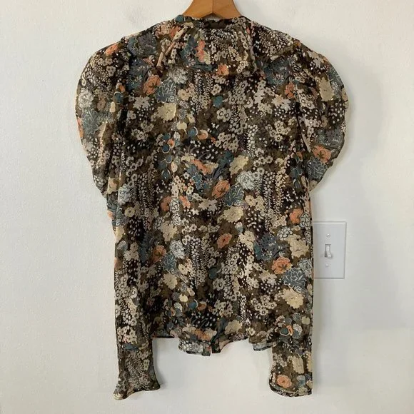 Ulla Johnson Colette Silk Blouse Night Garden - Picture 11 of 14